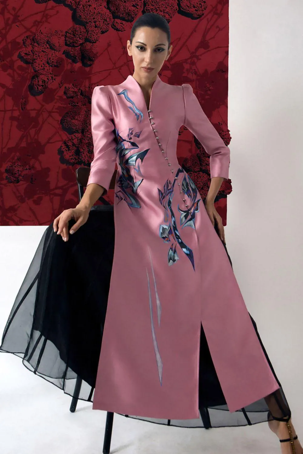 Amaryllis High-Waist A-Line Maxi Skirt in Organza
